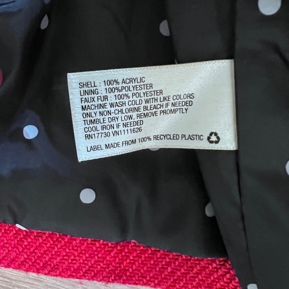 Cherokee Red Dress Coat with Faux Fur Collar 2T - Picture 6 of 10